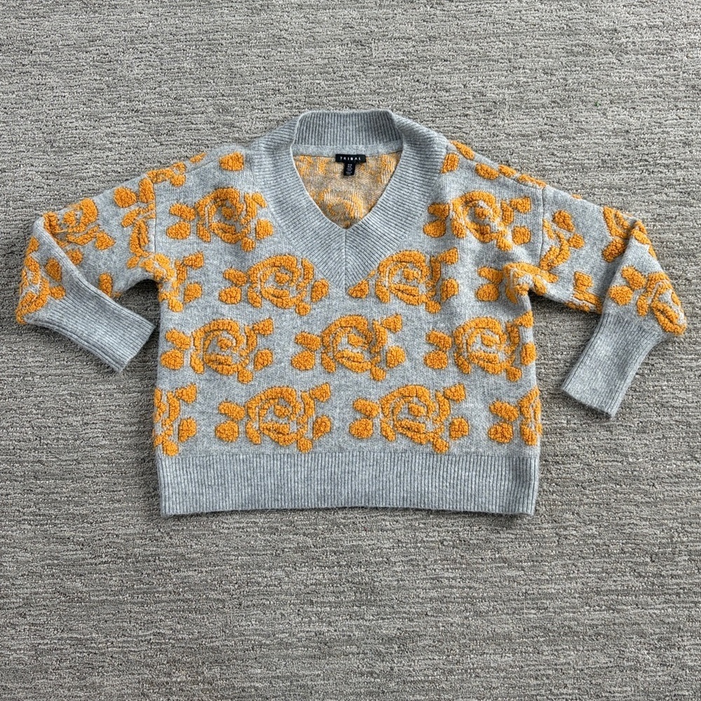 TRIBAL intarsia sweater in grey/golden yellow - Picture 2 of 5